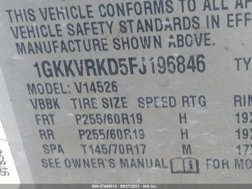 2015 GMC ACADIA SLT-1 - 1GKKVRKD5FJ196846