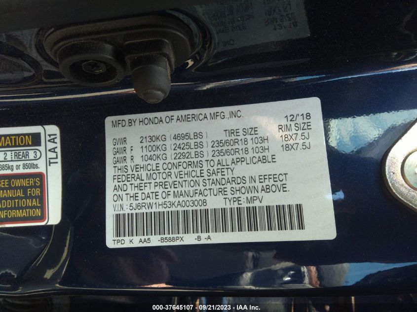 2019 HONDA CR-V EX - 5J6RW1H53KA003008