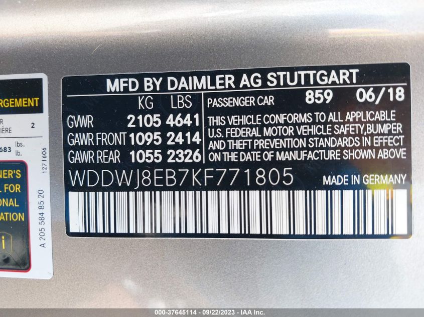 2019 MERCEDES-BENZ C 300 4MATIC - WDDWJ8EB7KF771805