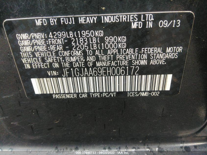 2014 SUBARU IMPREZA SEDAN - JF1GJAA69EH006172