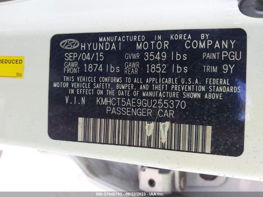 2016 HYUNDAI ACCENT SE - KMHCT5AE9GU255370