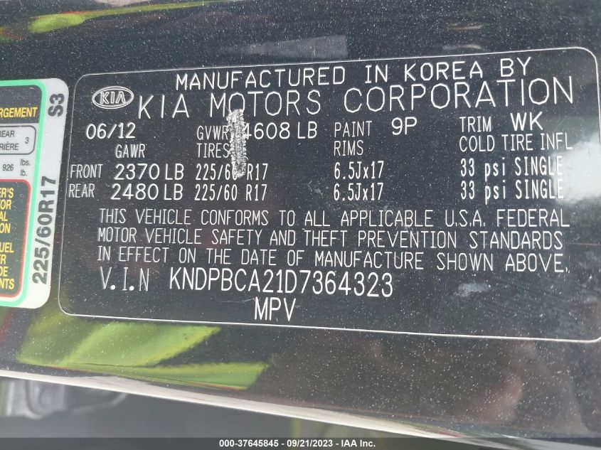 2013 KIA SPORTAGE LX - KNDPBCA21D7364323
