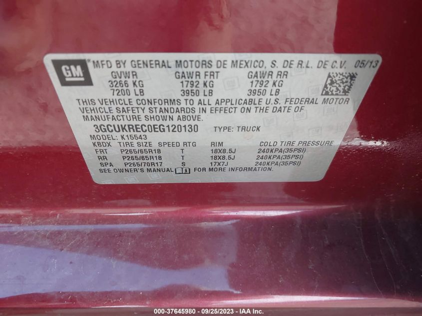 2014 CHEVROLET SILVERADO 1500 LT - 3GCUKREC0EG120130