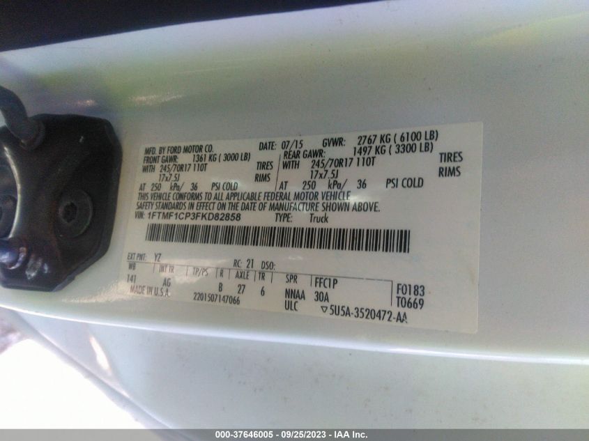 2015 FORD F-150 XL/XLT - 1FTMF1CP3FKD82858