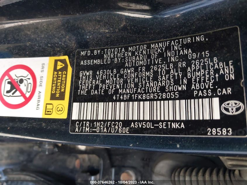 2016 TOYOTA CAMRY LE - 4T4BF1FK8GR528055