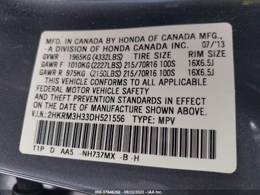 2013 HONDA CR-V LX - 2HKRM3H33DH521556