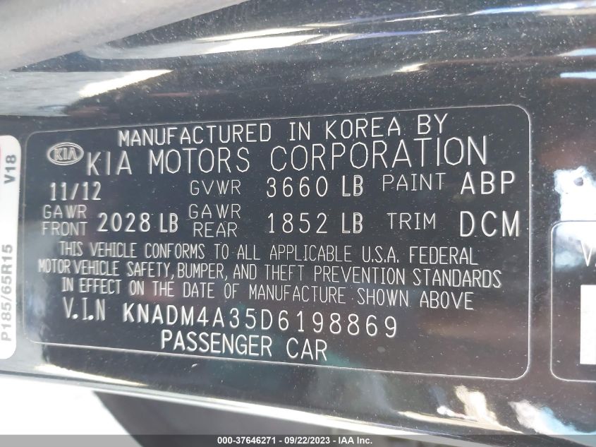 2013 KIA RIO LX - KNADM4A35D6198869