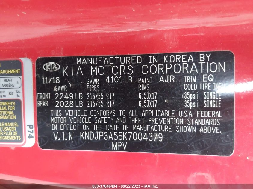 2019 KIA SOUL + - KNDJP3A56K7004379