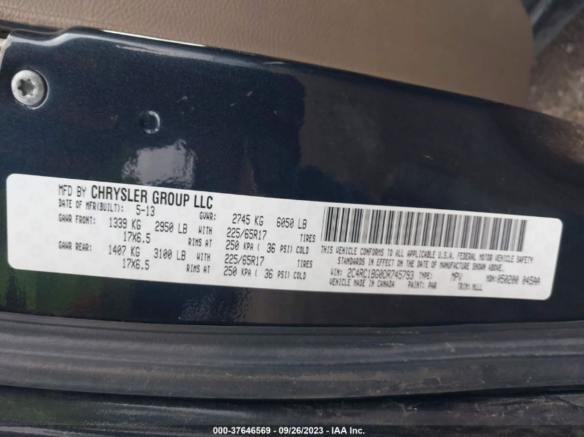 2013 CHRYSLER TOWN & COUNTRY TOURING - 2C4RC1BG0DR745793