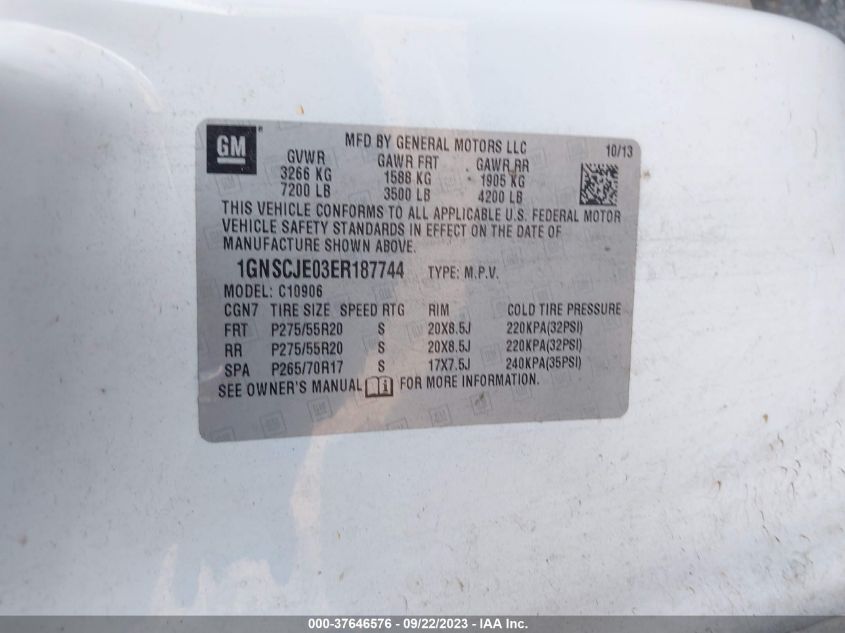 2014 CHEVROLET SUBURBAN C1500 LT - 1GNSCJE03ER187744