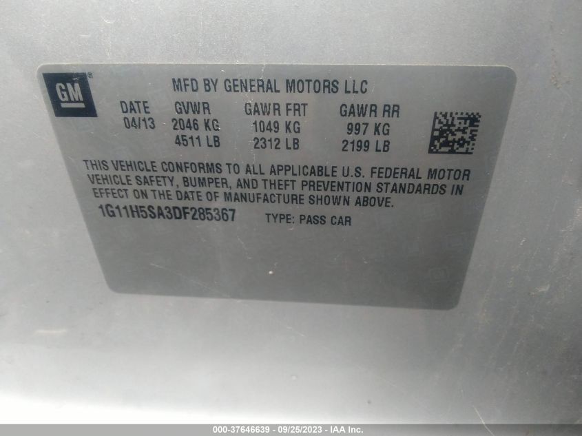 2013 CHEVROLET MALIBU LTZ - 1G11H5SA3DF285367