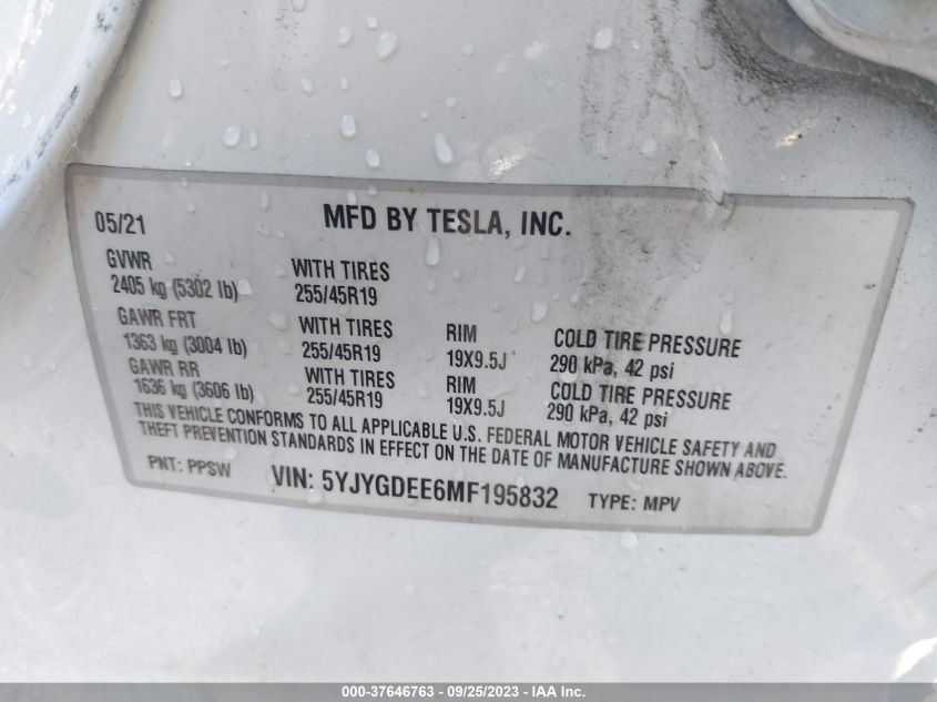 5YJYGDEE6MF195832 Tesla Model Y   9