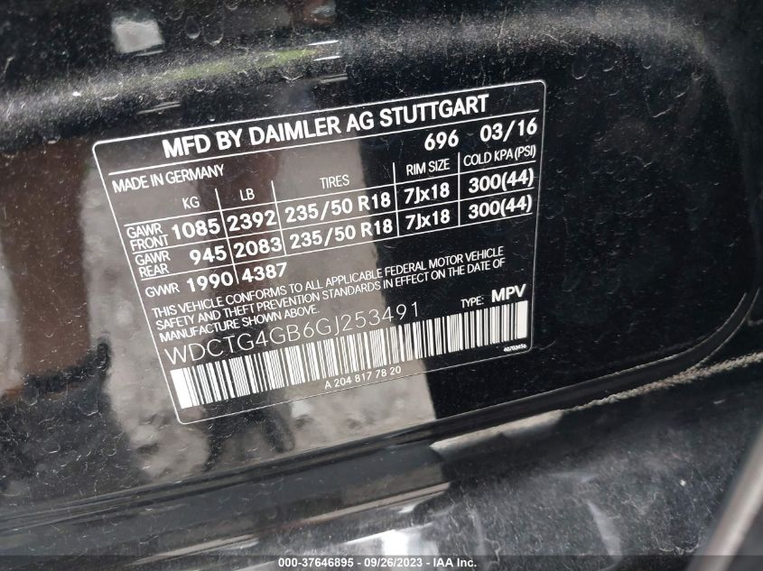 2016 MERCEDES-BENZ GLA GLA 250 - WDCTG4GB6GJ253491
