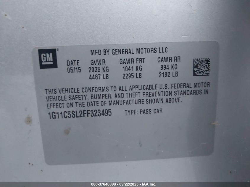 2015 CHEVROLET MALIBU LT - 1G11C5SL2FF323495