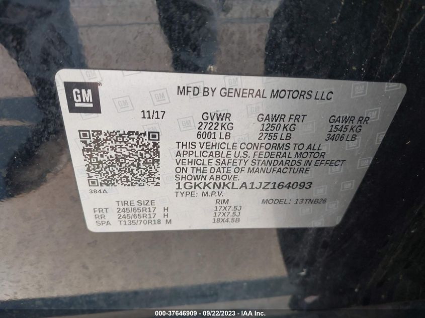 2018 GMC ACADIA SLE - 1GKKNKLA1JZ164093