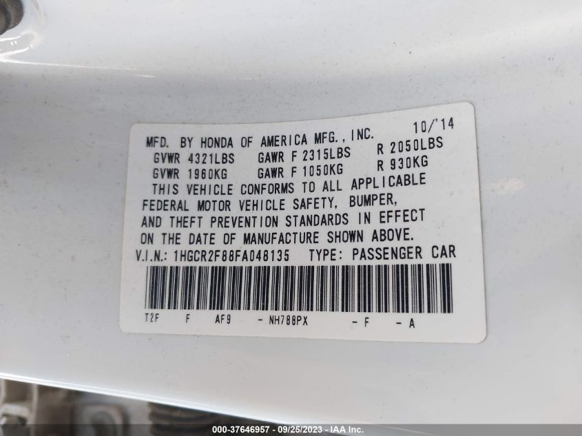 2015 HONDA ACCORD EX-L - 1HGCR2F88FA048135