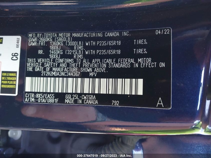 2022 LEXUS RX 350 - 2T2HZMDA3NC344367
