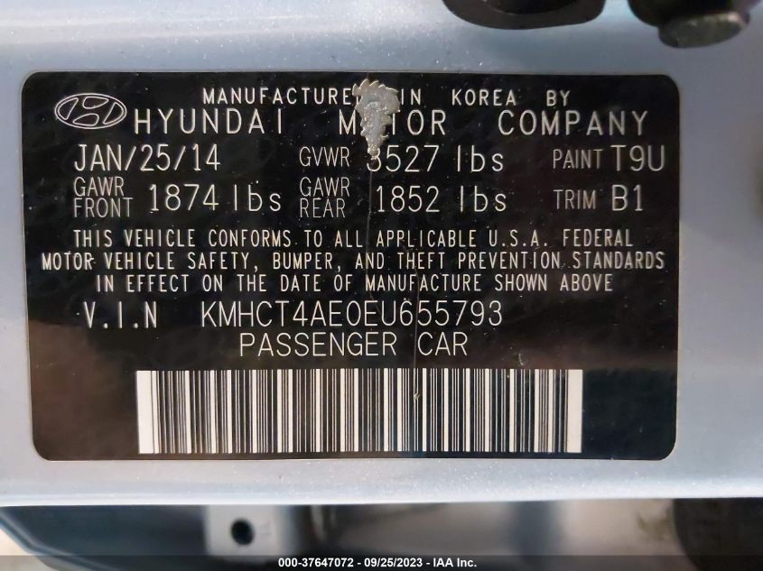 2014 HYUNDAI ACCENT GLS - KMHCT4AE0EU655793