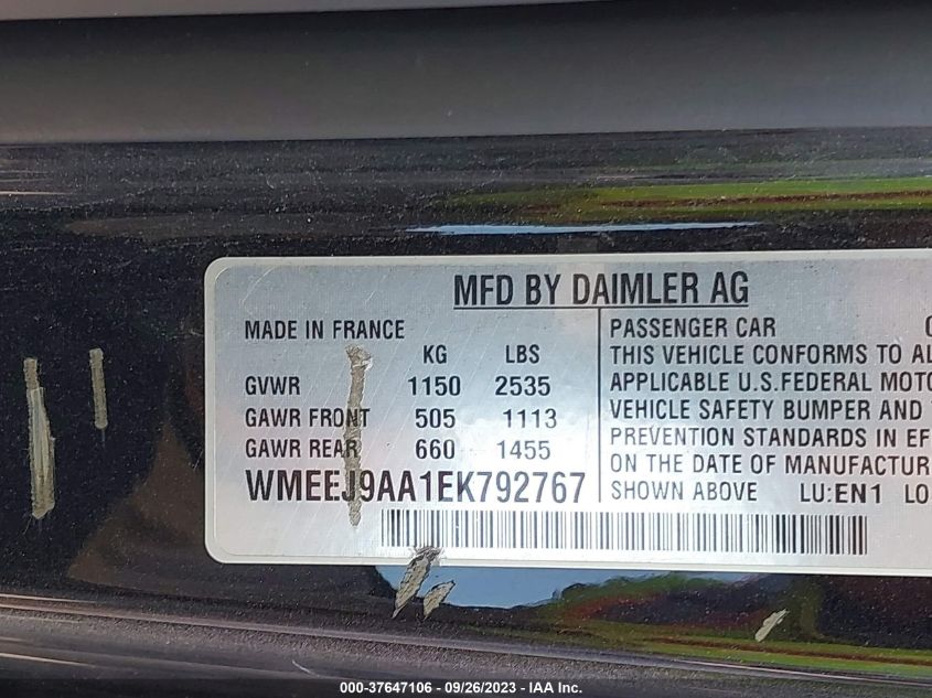 2014 SMART FORTWO ELECTRIC DRIVE PASSION - WMEEJ9AA1EK792767