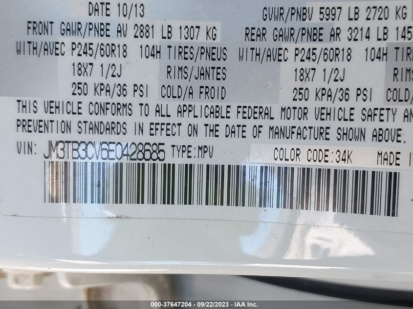 2014 MAZDA CX-9 TOURING - JM3TB3CV6E0428685