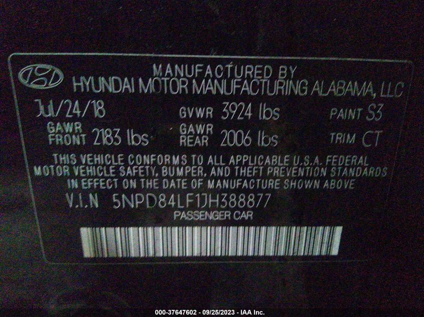 2018 HYUNDAI ELANTRA SEL - 5NPD84LF1JH388877