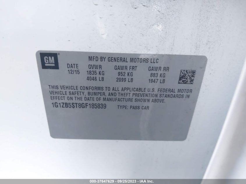 2016 CHEVROLET MALIBU LS - 1G1ZB5ST8GF185839