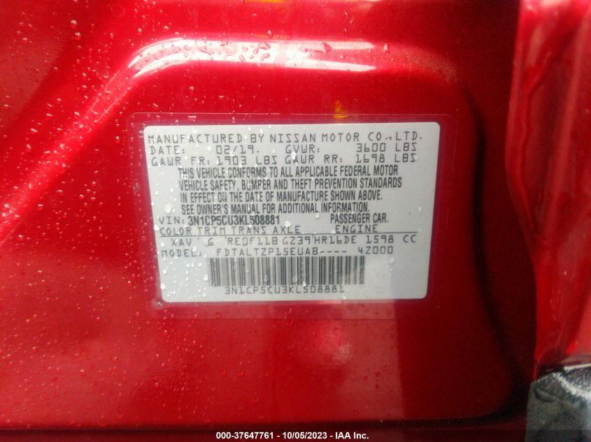 2019 NISSAN KICKS SR - 3N1CP5CU3KL508881