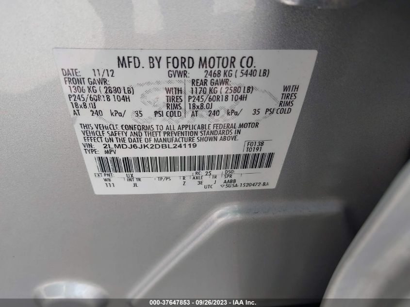 2013 LINCOLN MKX - 2LMDJ6JK2DBL24119