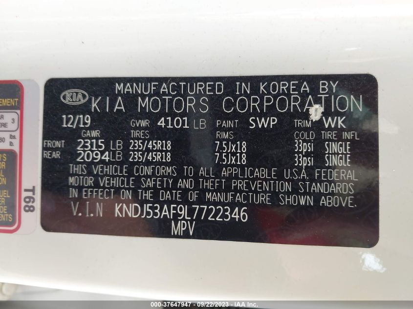 2020 KIA SOUL GT-LINE TURBO - KNDJ53AF9L7722346