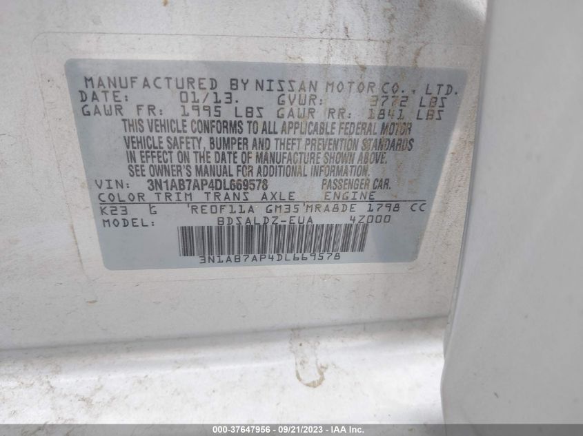 2013 NISSAN SENTRA SV - 3N1AB7AP4DL669578