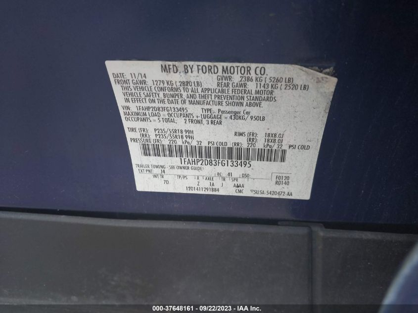 2015 FORD TAURUS SE - 1FAHP2D83FG133495