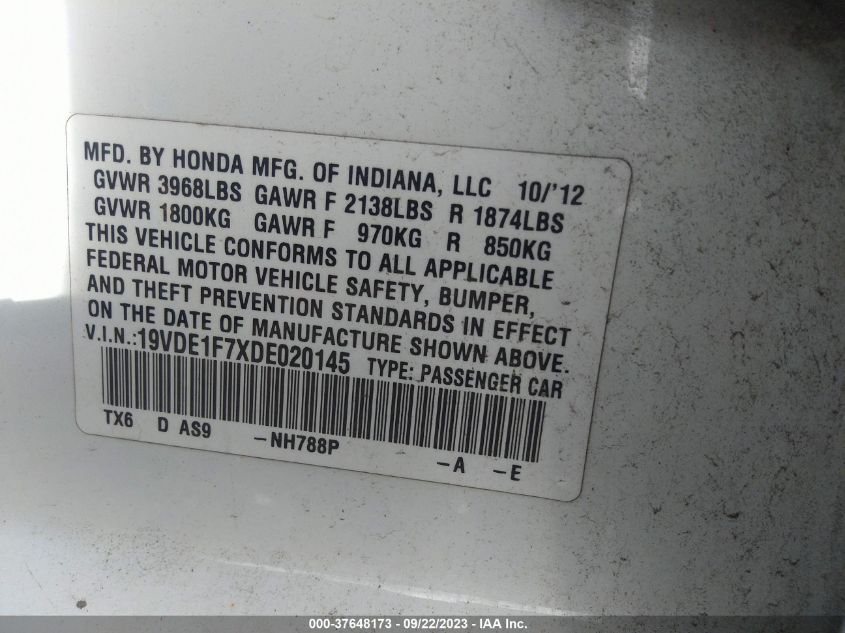 2013 ACURA ILX TECH PKG - 19VDE1F7XDE020145