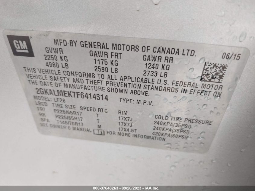 2015 GMC TERRAIN SLE - 2GKALMEK7F6414314