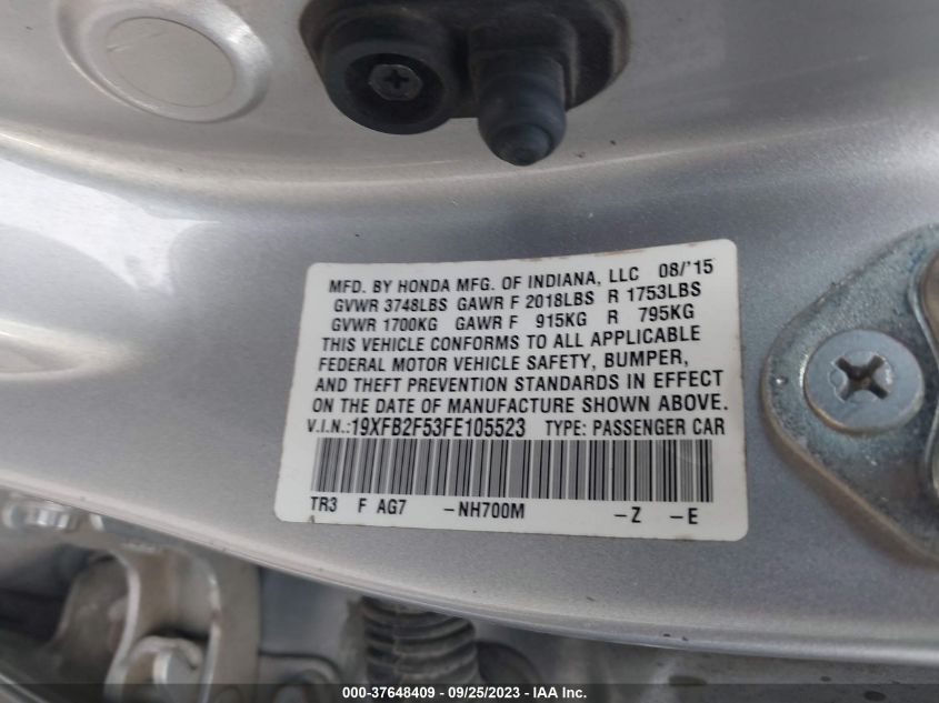 2015 HONDA CIVIC SEDAN LX - 19XFB2F53FE105523