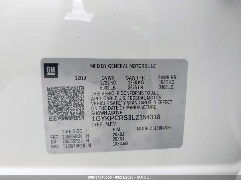 2020 CADILLAC XT6 FWD PREMIUM LUXURY 1GYKPCRS3LZ154318