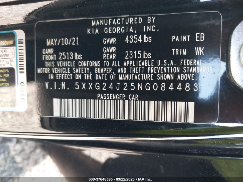2022 KIA K5 LX - 5XXG24J25NG084483