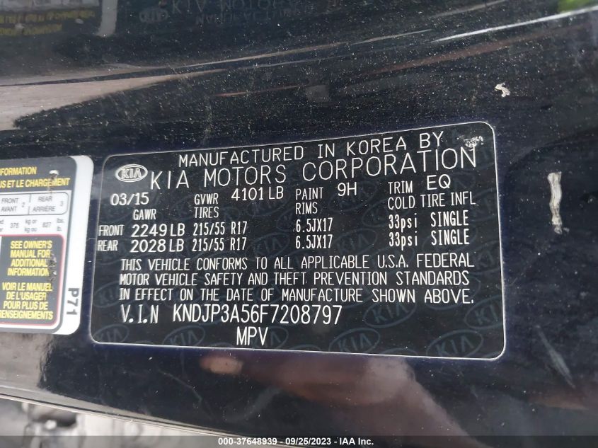 2015 KIA SOUL + - KNDJP3A56F7208797