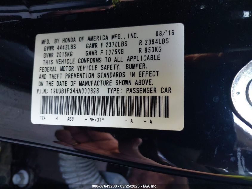 2017 ACURA TLX - 19UUB1F34HA000898