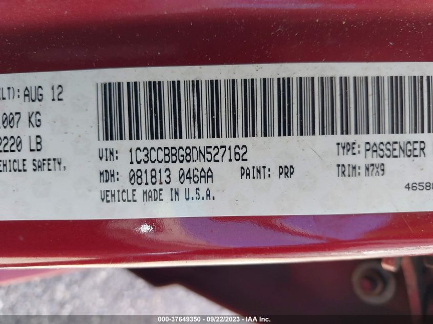 2013 CHRYSLER 200 TOURING - 1C3CCBBG8DN527162