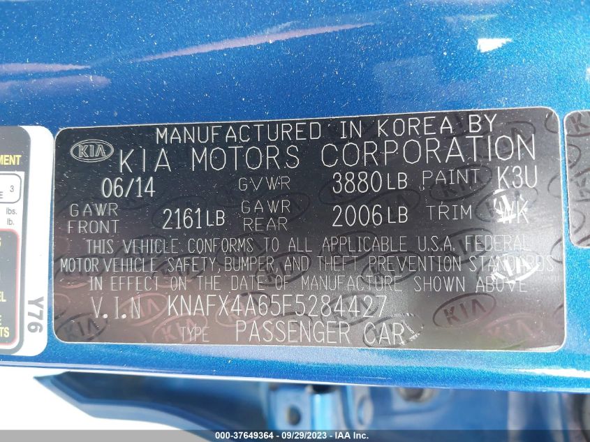 2015 KIA FORTE LX - KNAFX4A65F5284427