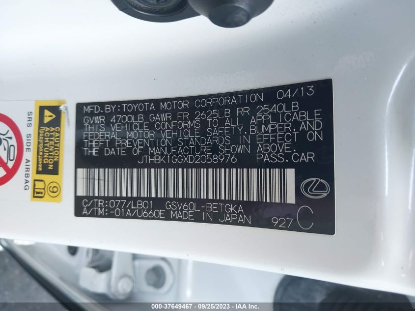2013 LEXUS ES 350 4DR SDN - JTHBK1GGXD2058976