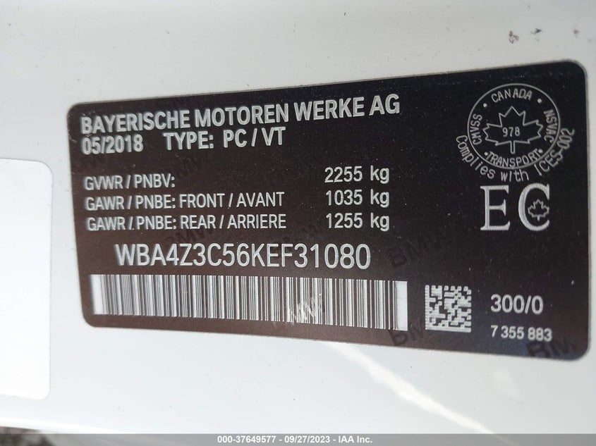 VIN WBA4Z3C56KEF31080 2019 BMW 4 SERIES 430I XDRIVE