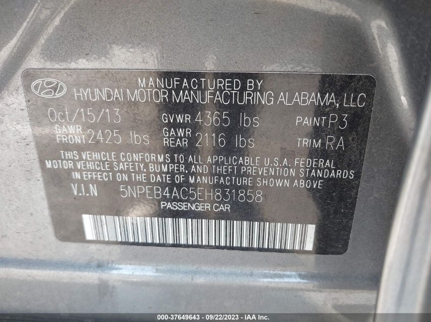 2014 HYUNDAI SONATA GLS - 5NPEB4AC5EH831858