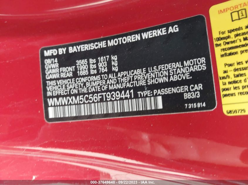 2015 MINI COOPER HARDTOP WMWXM5C56FT939441