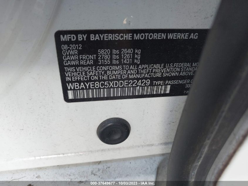 2013 BMW 7 SERIES 750LI WBAYE8C5XDDE22429