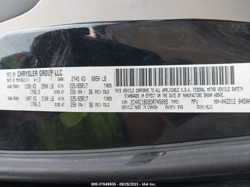 2013 CHRYSLER TOWN & COUNTRY TOURING - 2C4RC1BG9DR745095