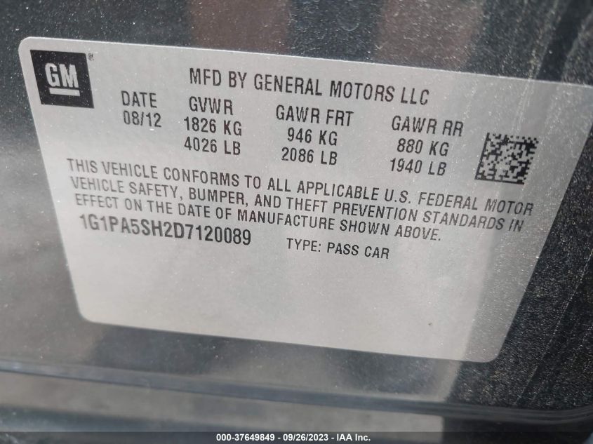 2013 CHEVROLET CRUZE LS - 1G1PA5SH2D7120089