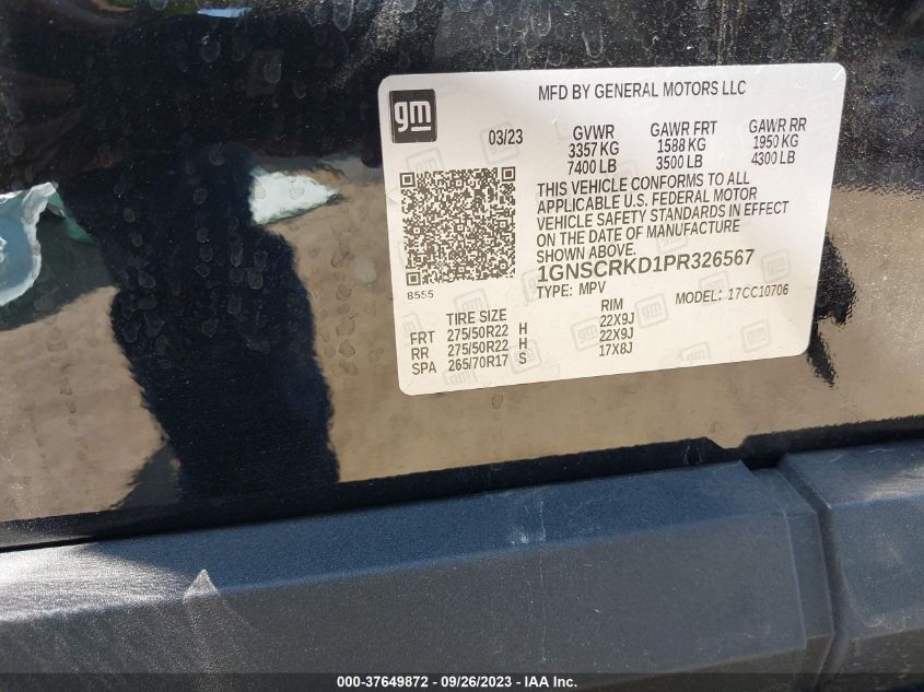 2023 CHEVROLET TAHOE C1500 RST - 1GNSCRKD1PR326567
