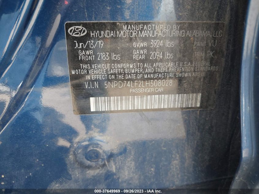 5NPD74LF2LH508028 Hyundai Elantra SE 9