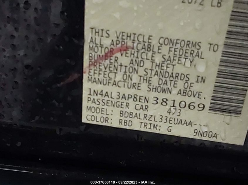 2014 NISSAN ALTIMA 2.5 - 1N4AL3AP8EN381069